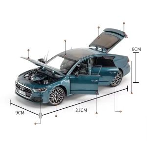 Метална кола Audi A7 1:24 – зелен металик с отварящи се елементи, Без опаковка