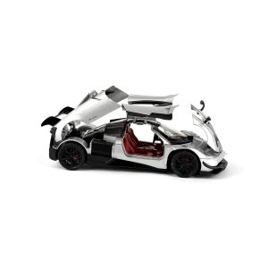 Метална кола Pagani Huayra BC 1:24 – сребрист с ефект пушек, звук, светлини, без опаковка