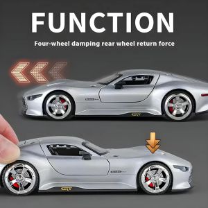 Метална кола Mercedes-Benz Vision GT 1:32 – сребрист със светлини, Без опаковка