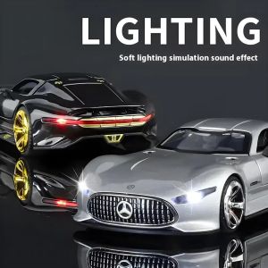 Метална кола Mercedes-Benz AMG Vision GT 1:24 – сребрист с врати тип крило, Без опаковка
