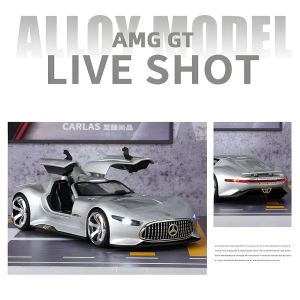 Метална кола Mercedes-Benz AMG Vision GT 1:24 – сребрист с врати тип крило, Без опаковка