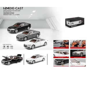 Метална кола Audi A8 1:24 сив луксозен седан с детайлен интериор