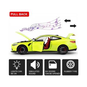 Метална кола BMW M4 Coupe, Неоново зелен, 1:24, Без опаковка