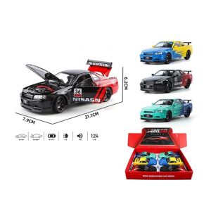 Метална кола Nissan Skyline GT-R – черно и червено, 1:24, Без опаковка