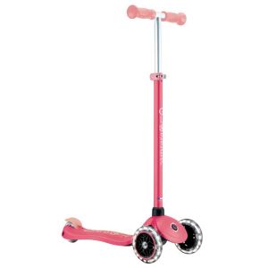 Детска тротинетка със светещи колела PRIMO PLUS GLOW LIGHTS, корал