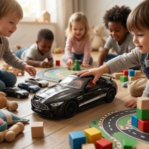 Метален автомобил Mercedes-AMG Cabriolet, Die-Cast модел, 1:24, Черен, Без опаковка
