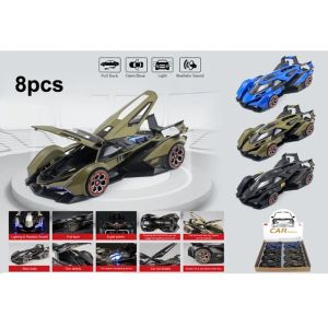 Метален автомобил Lamborghini V12 Vision GT, Die-Cast модел, 1:24, Черен, Без опаковка