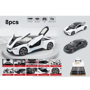 Метален автомобил BMW i8, Die-Cast модел, 1:24, Бял, Без опаковка
