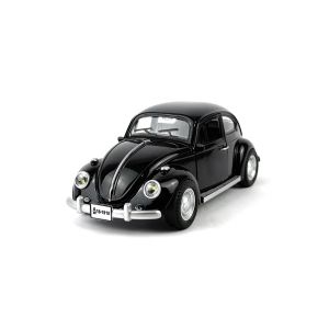 Метален Volkswagen Beetle 1:24, Черен, със звук, светлини и pull-back, Без опаковка