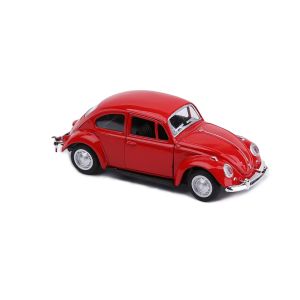 Метален Volkswagen Beetle 1:24, Червен, със звук, светлини и pull-back, Без опаковка