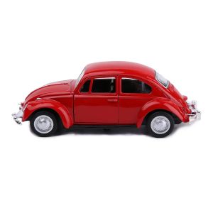 Метален Volkswagen Beetle 1:24, Червен, със звук, светлини и pull-back, Без опаковка