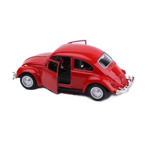 Метален Volkswagen Beetle 1:24, Червен, със звук, светлини и pull-back, Без опаковка