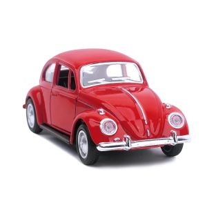 Метален Volkswagen Beetle 1:24, Червен, със звук, светлини и pull-back, Без опаковка