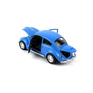Метален Volkswagen Beetle 1:24, Син, със звук, светлини и pull-back, Без опаковка