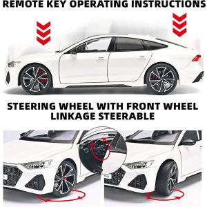 Метален автомобил Audi RS7 Sportback с дистанционно, 1:18, бял