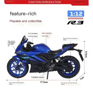 Метален мотор Yamaha R3 1:12 – син модел с реалистична визия