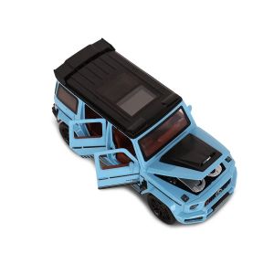 Метален джип G-Class 1:24 със звук, светлини, пушек и отварящи врати – син, Без опаковка