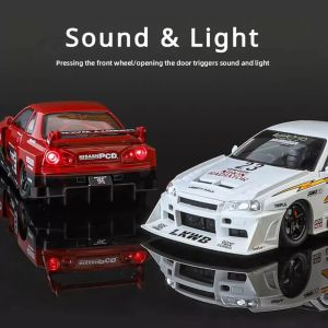Метален автомобил Nissan Skyline GT-R R34, 1:24, Бял, Без опаковка
