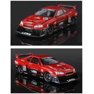 Метален автомобил Nissan Skyline GT-R R34 LBWK, 1:24, Червен, Без опаковка