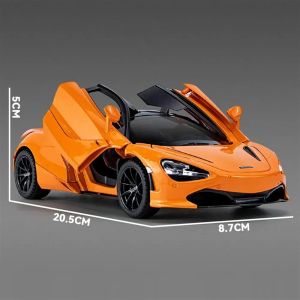 Метален автомобил McLaren 720S, 1:24, Звук и светлини, Оранжев, Без индивидуална опаковка