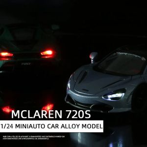 Метален автомобил McLaren 720S, 1:24, Звук и светлини, Бял, Без индивидуална опаковка
