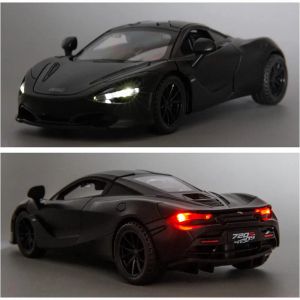 Метален автомобил McLaren 720S, 1:24, Звук и светлини, Черен, Без индивидуална опаковка