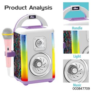 Детска караоке колонка с микрофон, LED светлини и Bluetooth