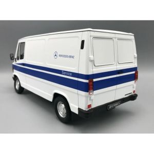 Метален бус Mercedes 208 D Transporter Mercedes Service 1988 1:18 Бял/Син – KK Scale