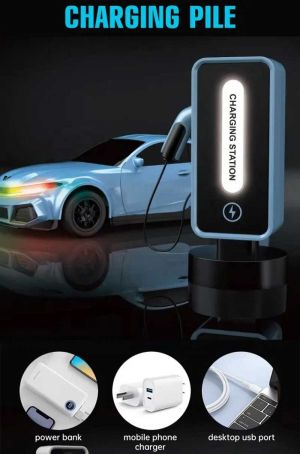 Детска спортна електрическа кола Crazon New Energy със зарядна станция, RC в син цвят