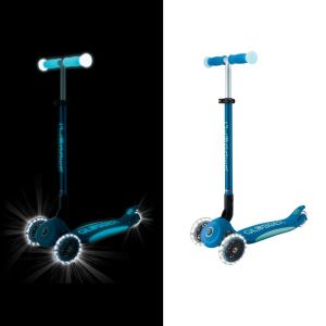 Сгъваема тротинетка със светещи дръжки ELITE GLOW LIGHTS, петролено синя