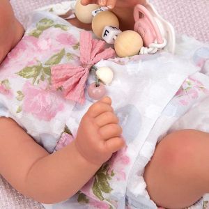 Кукла-бебе Инна с розово одеяло и аксесоари - 38 см