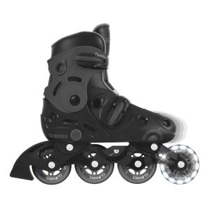 Детски ролери със светещи колела GLOBBER GO SKATES, размер 34-37 - черни