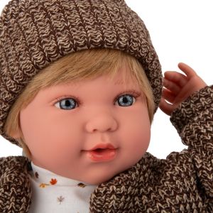 Кукла момченце Ириа с кафяви джинси и жилетка с 14 различни звука - 45 см