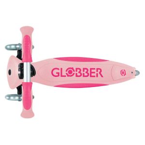 Детска сгъваема тротинетка с родителски контрол Globber Go Up Deluxe Flash Lights, розова