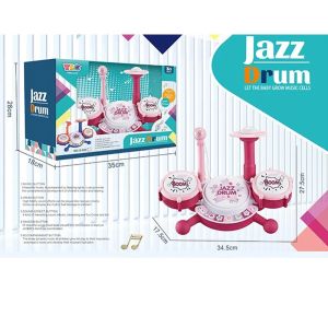 Детски електронни барабани Jazz Drum с микрофон – розови