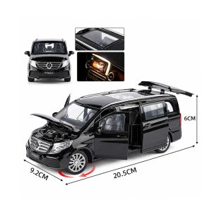 Метален миниван Mercedes-Benz V-Class L със светлини – черен, Без опаковка