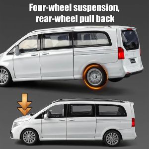 Метален миниван Mercedes-Benz V-Class L със светлини – бял, Без опаковка