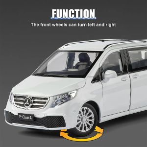 Метален миниван Mercedes-Benz V-Class L със светлини – бял, Без опаковка