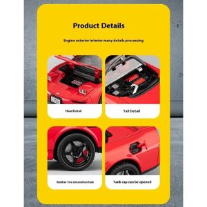Метална кола Honda NSX 1:22 със звук и светлини – червена, без опаковка