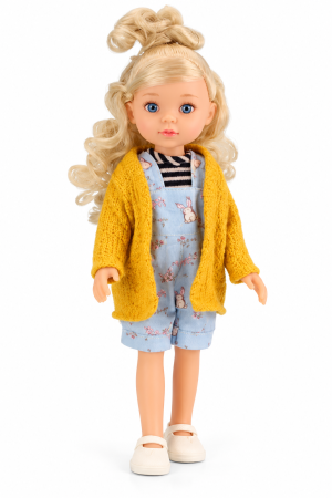Кукла Little Milly с дълга руса коса и жълта жилетка, 33 см