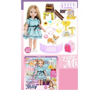 Кукла Little Milly със синя рокля и кученце с аксесоари