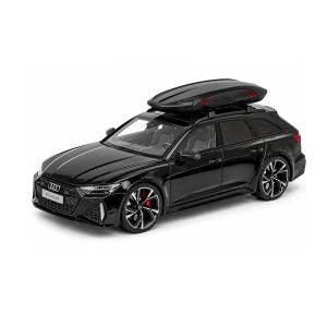 Метална кола Audi RS 6 Avant 1:18 с багажник на покрива – черна