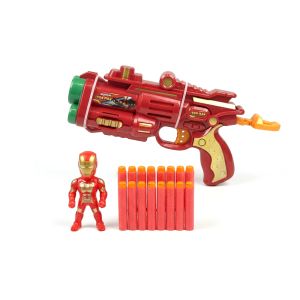 Детски пистолет Iron man, С фигура и меки стрели