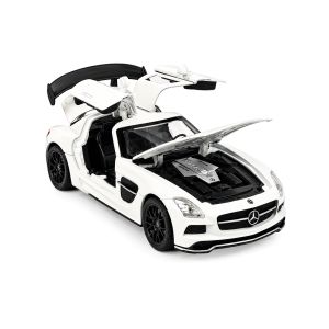 Метален автомобил Mercedes SLS AMG, Отварящи врати, Бяла, Без опаковка