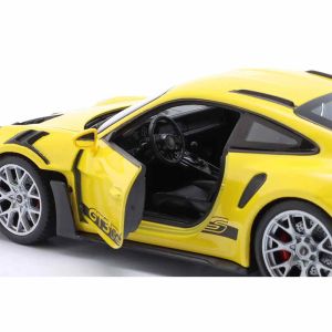 Метална кола Porsche 911 GT3 RS (992), 1:24, жълта – Welly