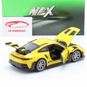 Метална кола Porsche 911 GT3 RS (992), 1:24, жълта – Welly