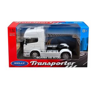 Метален камион влекач Scania V8 R730, 1:32, Бял– Welly
